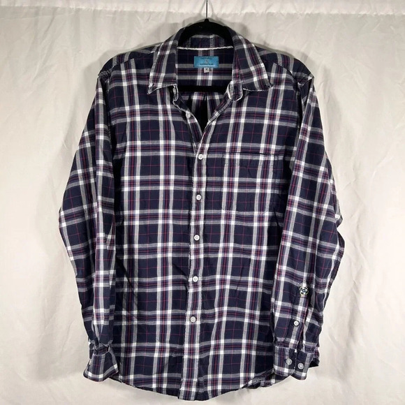 Castaway Nantucket Shirt Men's Medium Blue Red Button Up Long Sleeve - Picture 1 of 10